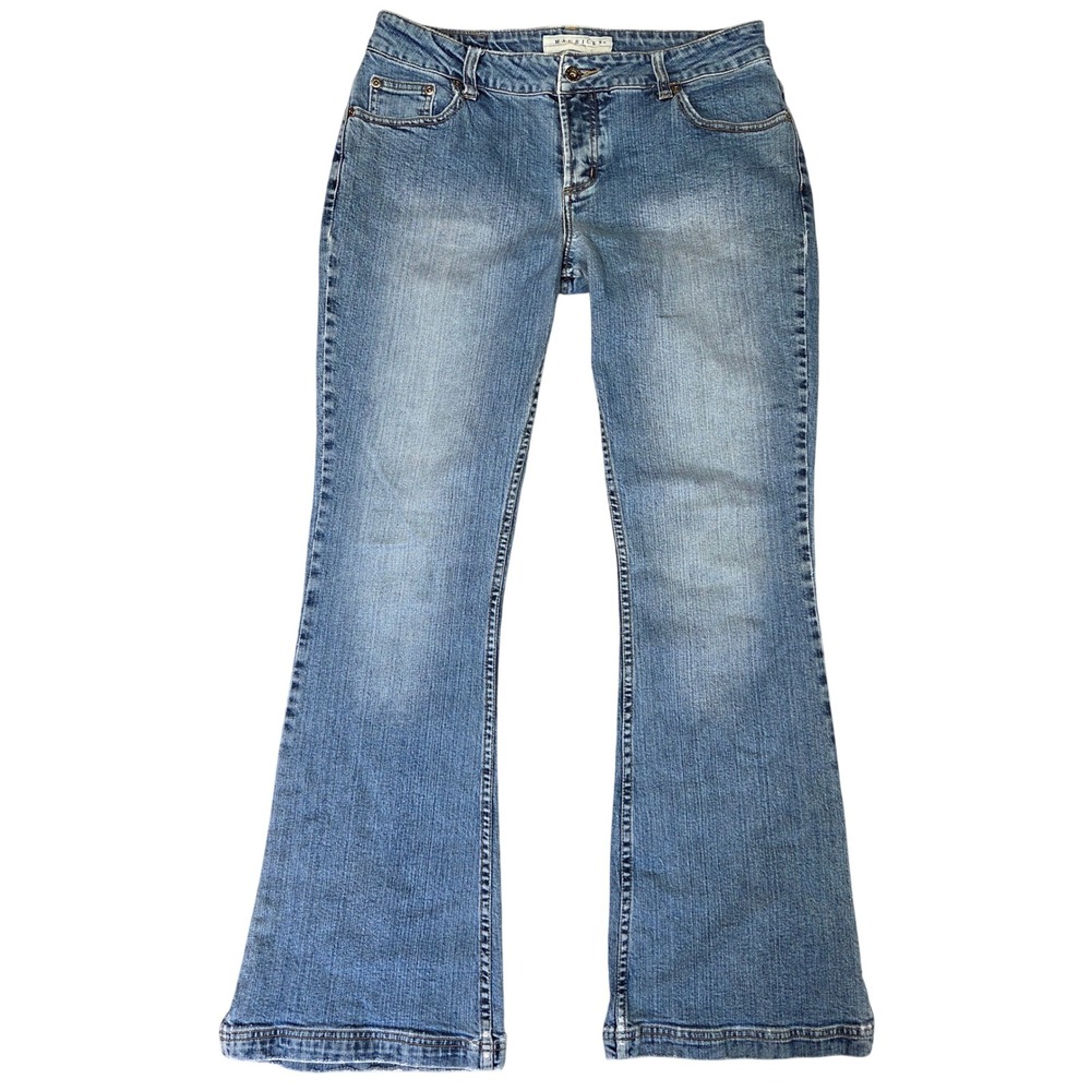 Vintage Maurices Womens Low Rise Flare Jeans Medium Wash Blue Denim 11/12 Y2k